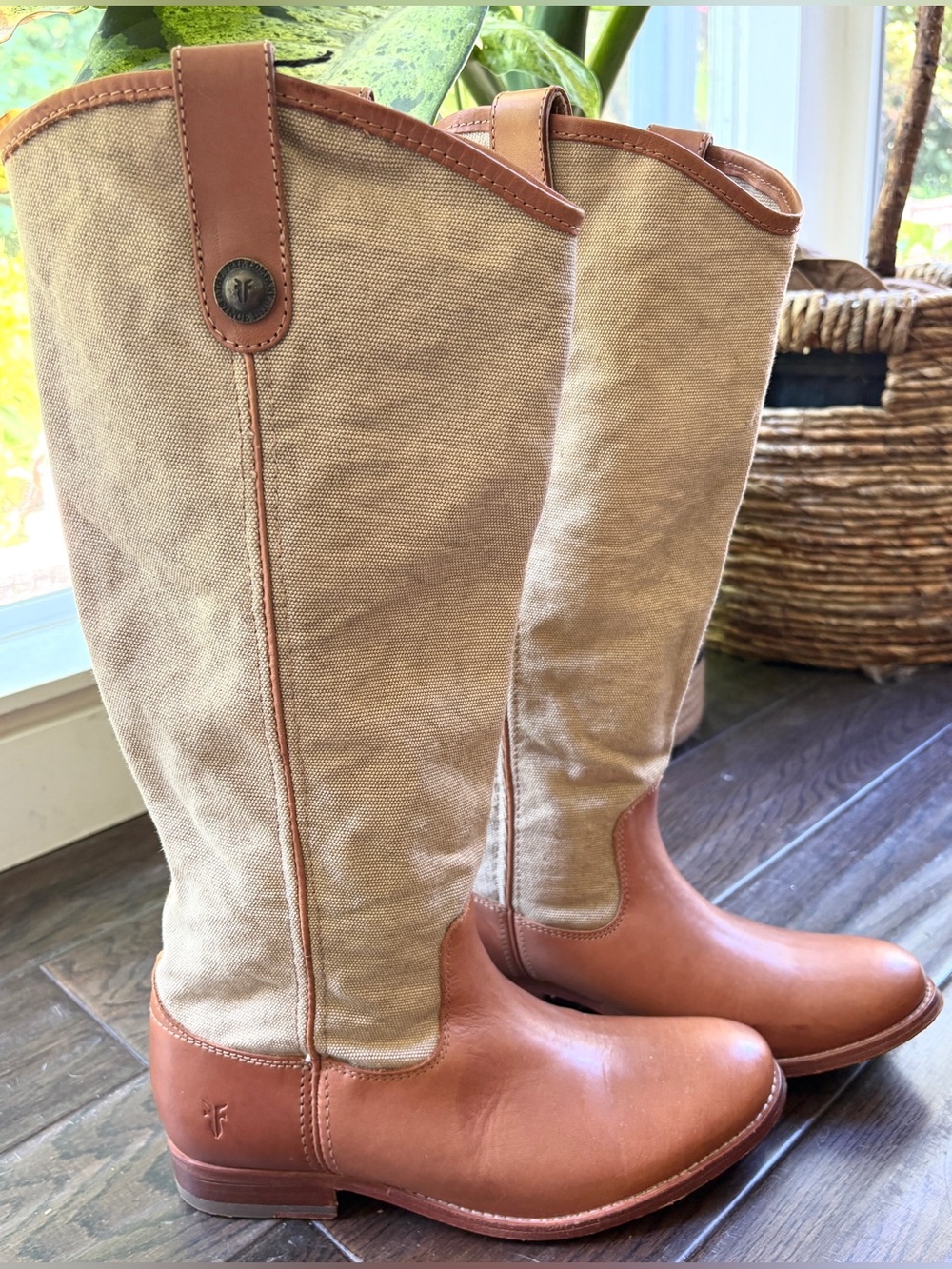 Frye Melissa canvas and leather boots